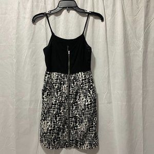 Audrey 3+1 Black and White Cocktail Dress With Print